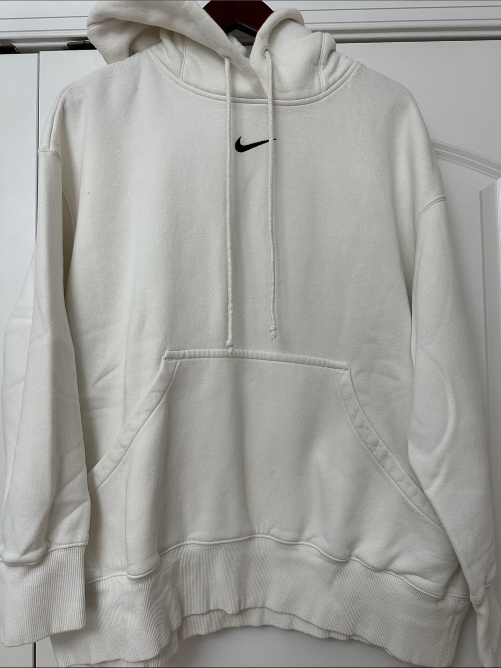 Nike White Pullover Hoodie with Black Swoosh